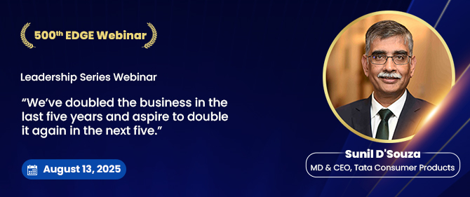 “We’ve doubled the business in the last five years and aspire to double it again in the next five”, says Sunil D’Souza in a Leadership Series EDGE webinar